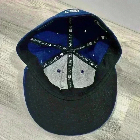 MLB Chicago Cubs New Era 59FIFTY Cool Base Fitted Game Hat Cap Blue Size 7 3/8” - Picture 9 of 10